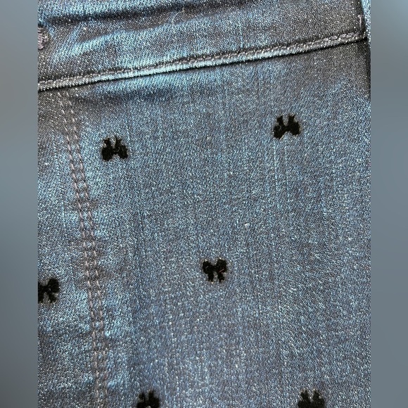 Talbots high waist skinny leg ankle pants blue jeans jegging flocked bows 24W - Picture 8 of 11